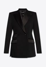 Dolce 
Gabbana Double-Breasted Wool Blend Tuxedo Blazer Black F29ZMT FU28J-N0000