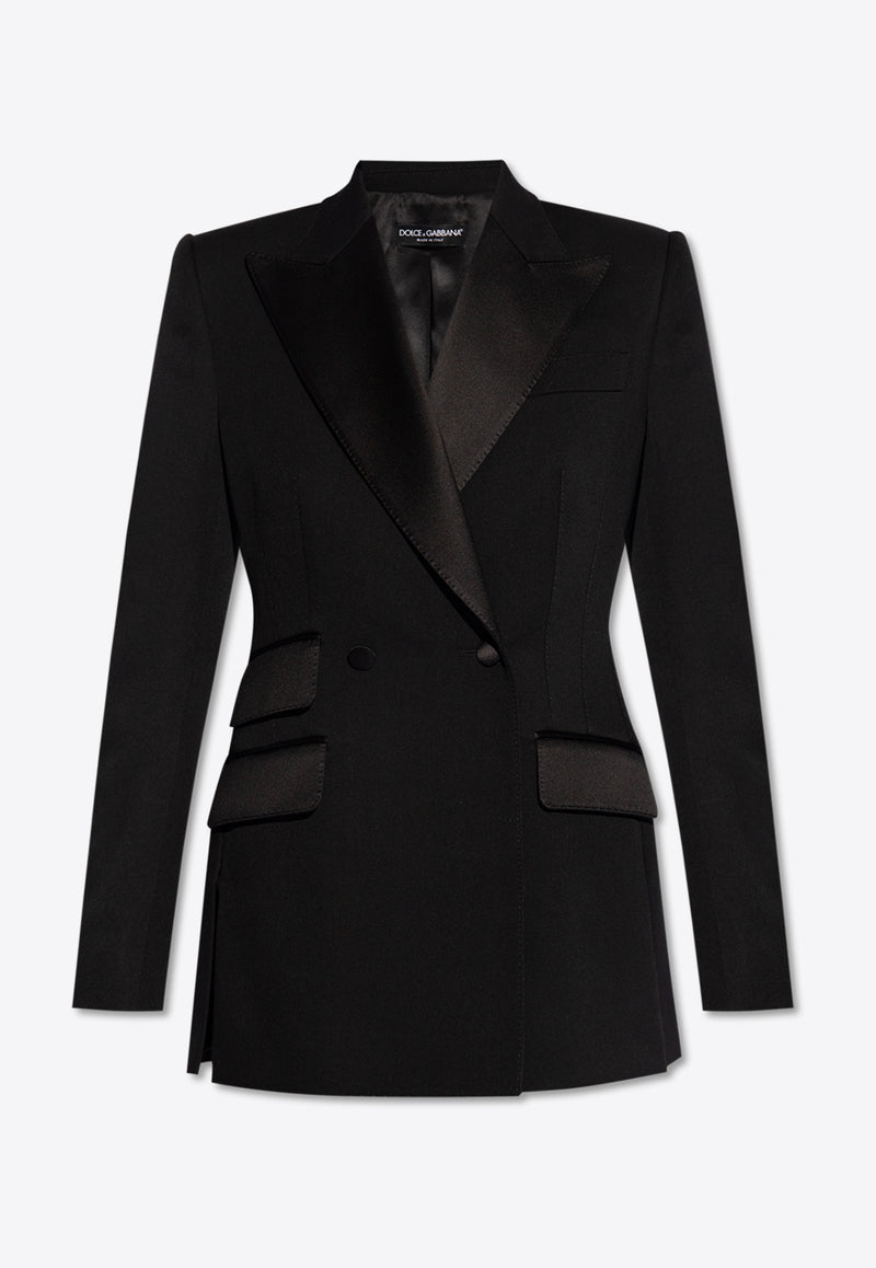 Dolce 
Gabbana Double-Breasted Wool Blend Tuxedo Blazer Black F29ZMT FU28J-N0000