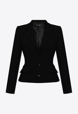 Dolce 
Gabbana Single-Breasted Wool Blend Blazer Black F27AWT FUBF1-N0000