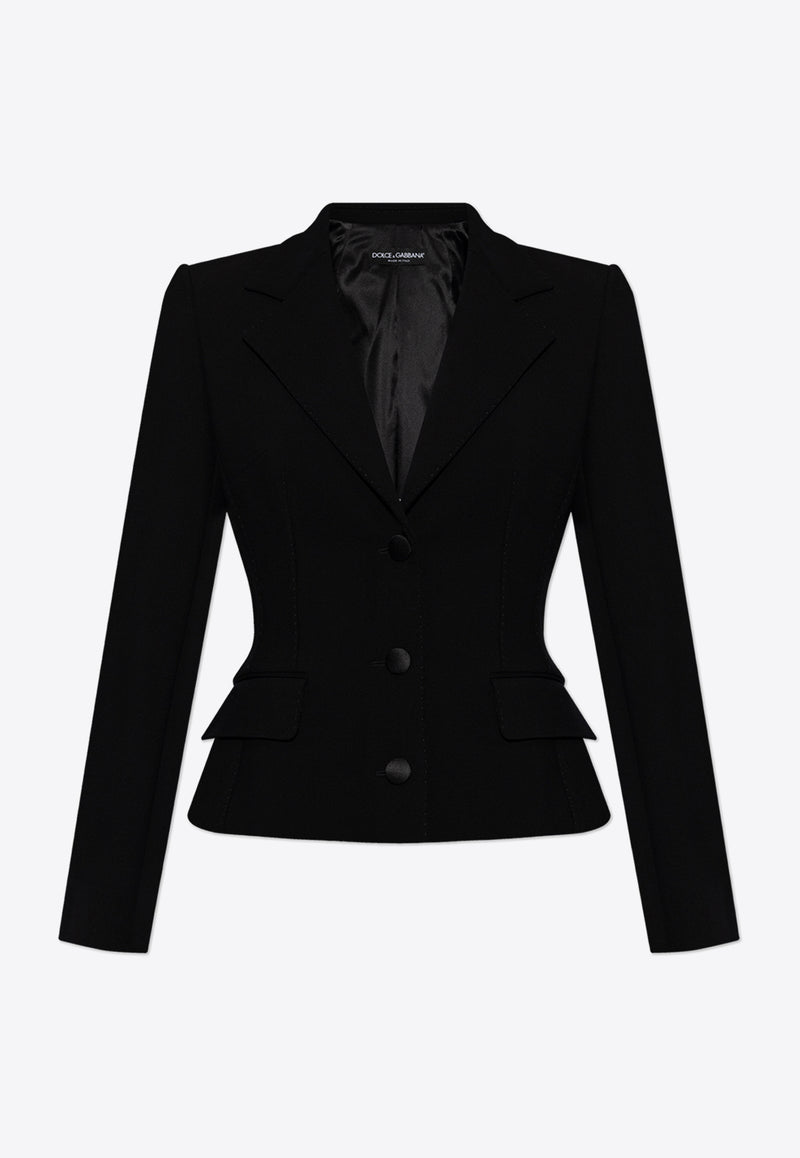 Dolce 
Gabbana Single-Breasted Wool Blend Blazer Black F27AWT FUBF1-N0000