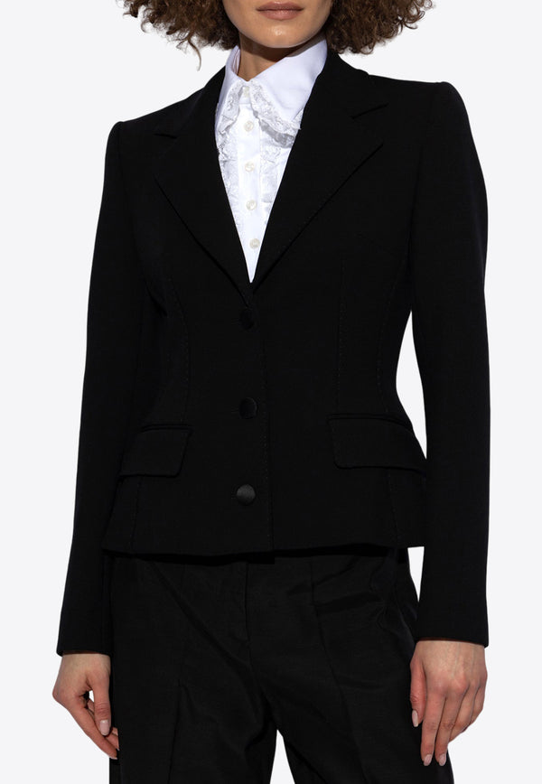 Dolce 
Gabbana Single-Breasted Wool Blend Blazer Black F27AWT FUBF1-N0000