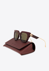 Etro Bold Pegaso Square Sunglasses Gray ETRO 0027 G S 0-LHF BURGUNDY