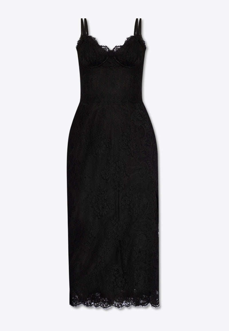 Dolce 
Gabbana Lace Slip Midi Dress Black F6JAOT HLMO7-N0000