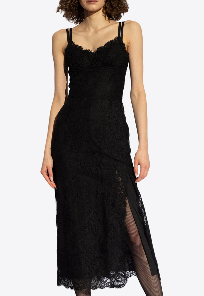 Dolce 
Gabbana Lace Slip Midi Dress Black F6JAOT HLMO7-N0000