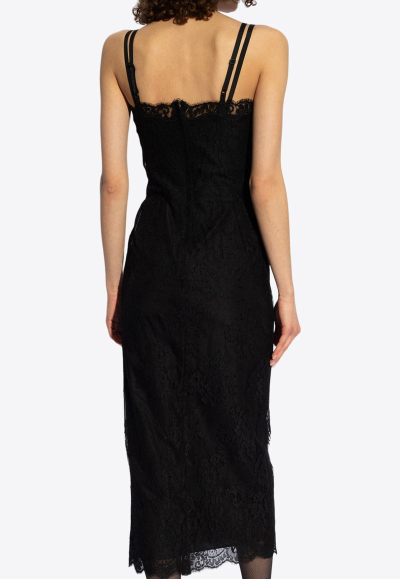 Dolce 
Gabbana Lace Slip Midi Dress Black F6JAOT HLMO7-N0000