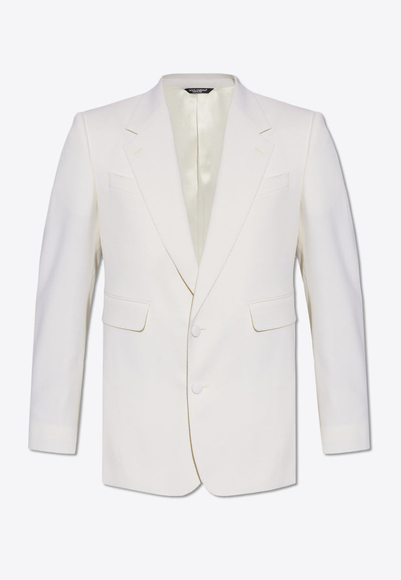 Dolce 
Gabbana Single-Breasted Stretch Wool Blazer Cream G2SC9T FUBGG-W0001