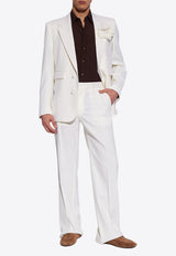 Dolce 
Gabbana Single-Breasted Stretch Wool Blazer Cream G2SC9T FUBGG-W0001