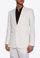 Dolce 
Gabbana Single-Breasted Stretch Wool Blazer Cream G2SC9T FUBGG-W0001