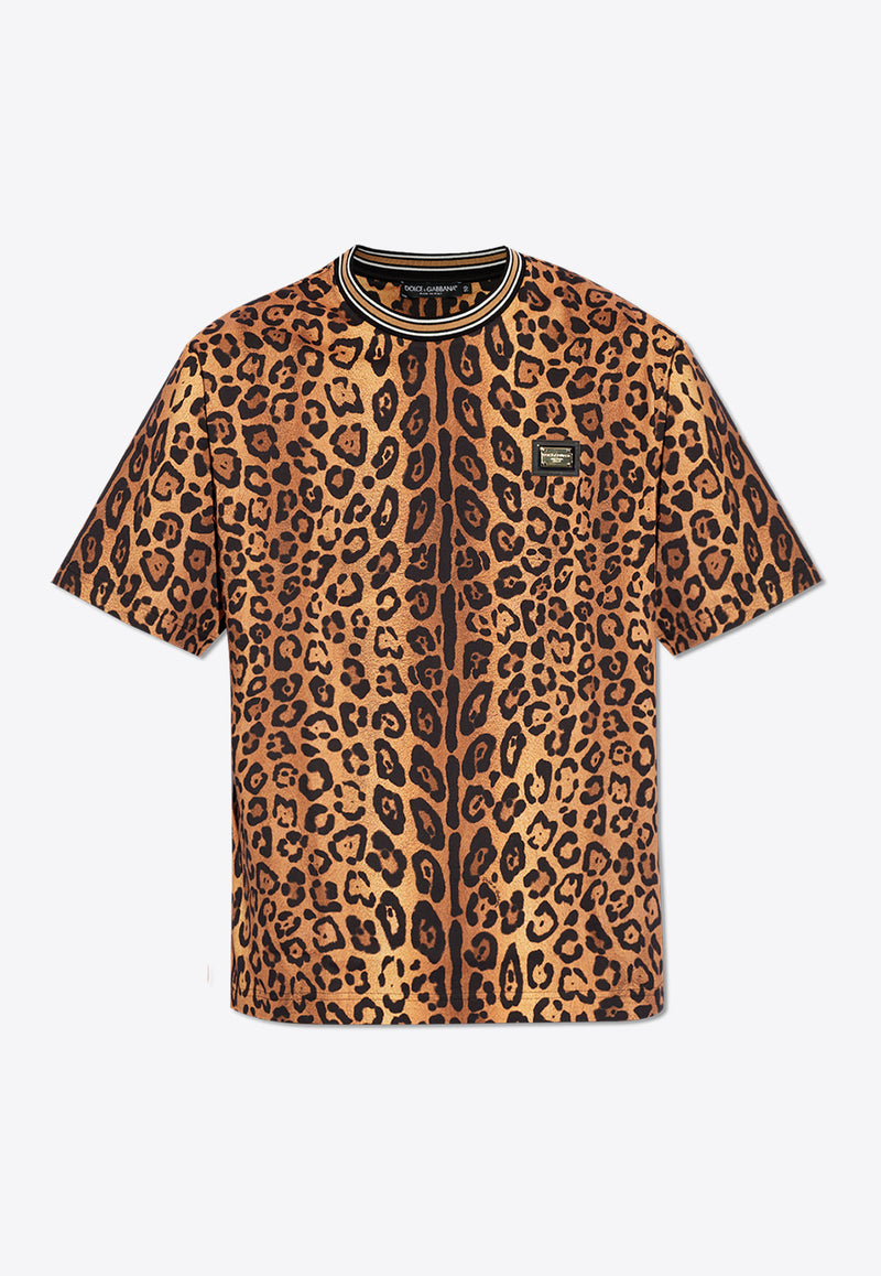 Dolce 
Gabbana Leopard Print Crewneck T-shirt Brown G8PN9T II7B0-HXNBM