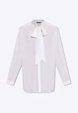 Dolce 
Gabbana Crepe De Chine Silk Shirt with Scarf Detail Cream G5LR8T FU1ZC-W0800