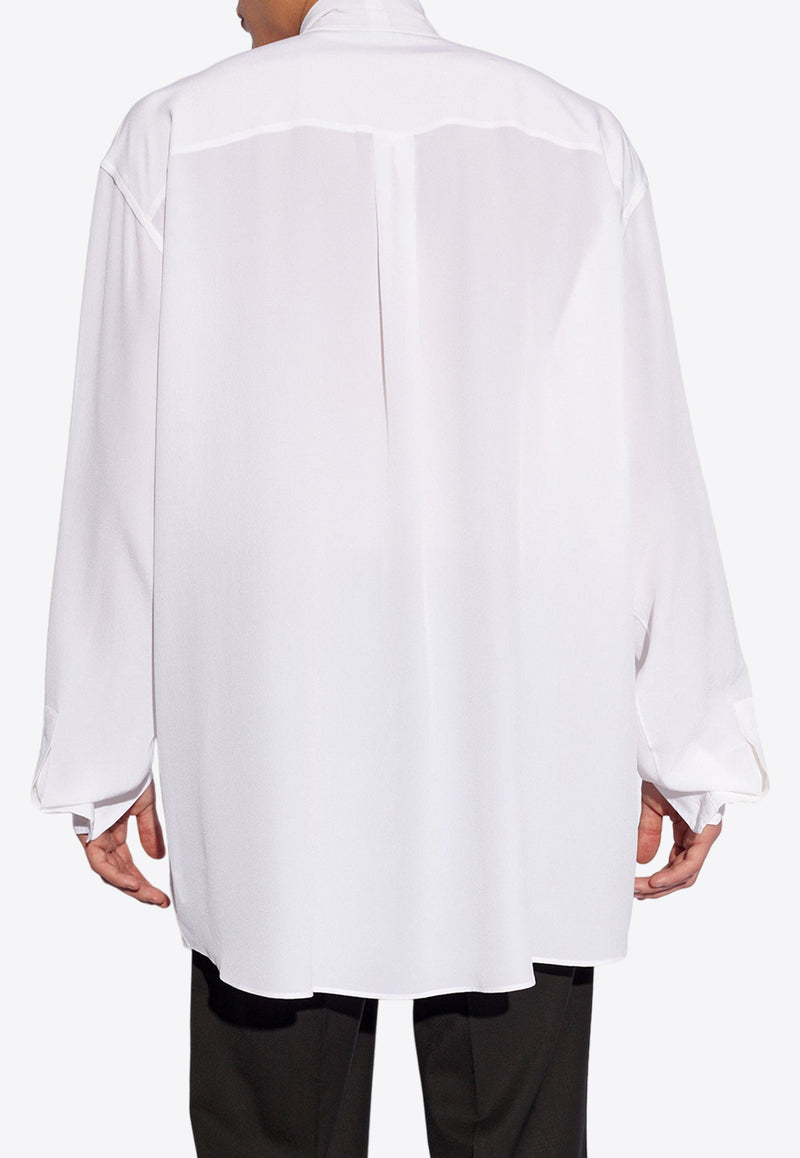 Dolce 
Gabbana Crepe De Chine Silk Shirt with Scarf Detail Cream G5LR8T FU1ZC-W0800