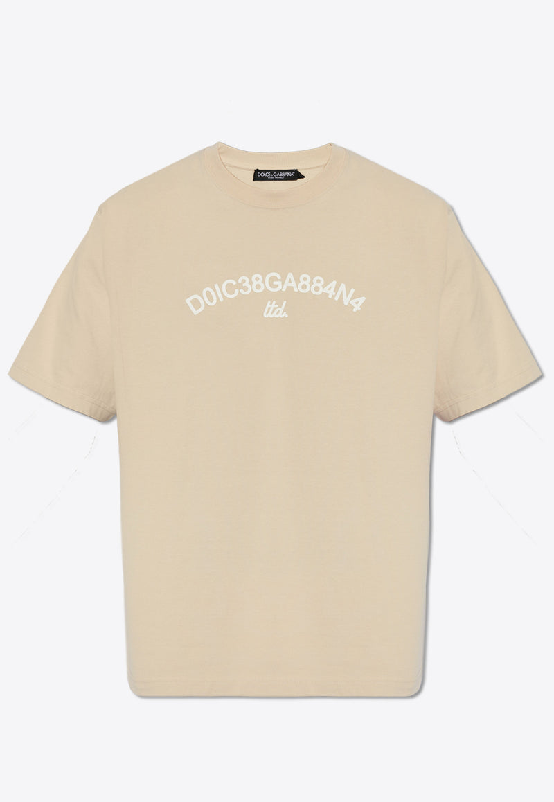 Dolce 
Gabbana Logo Print Crewneck T-shirt Beige G8PN9T G7M3K-M3946