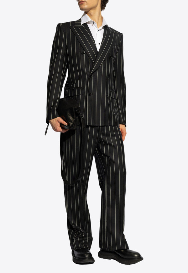 Dolce 
Gabbana Pinstripe Wool Pants Black GYZMHT FR204-S8051