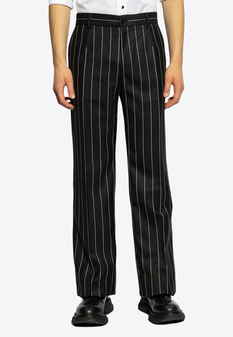 Dolce 
Gabbana Pinstripe Wool Pants Black GYZMHT FR204-S8051