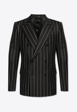 Dolce 
Gabbana Double-Breasted Pinstripe Blazer Black G2QU4T FR204-S8051