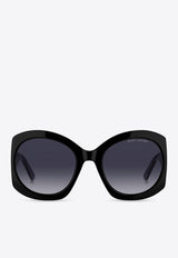 Marc Jacobs The J Marc Monogram Rounded Sunglasses Gray MARC 722 S 0-807 BLACK