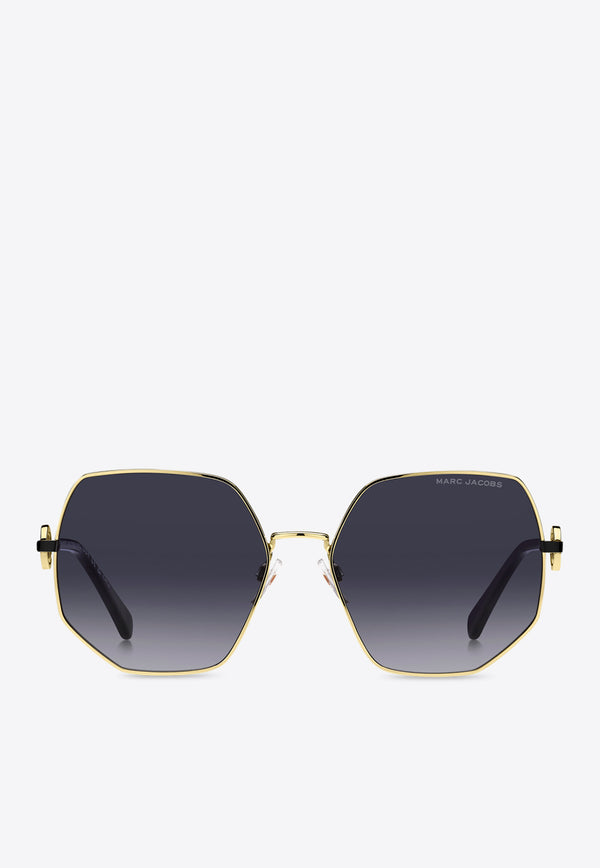 Marc Jacobs The J Marc Monogram Geometric Sunglasses Gray MARC 730 S 0-RHL GOLD BLACK