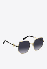 Marc Jacobs The J Marc Monogram Geometric Sunglasses Gray MARC 730 S 0-RHL GOLD BLACK