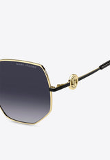 Marc Jacobs The J Marc Monogram Geometric Sunglasses Gray MARC 730 S 0-RHL GOLD BLACK