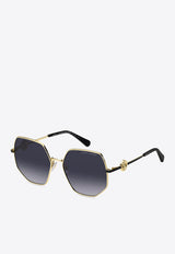 Marc Jacobs The J Marc Monogram Geometric Sunglasses Gray MARC 730 S 0-RHL GOLD BLACK