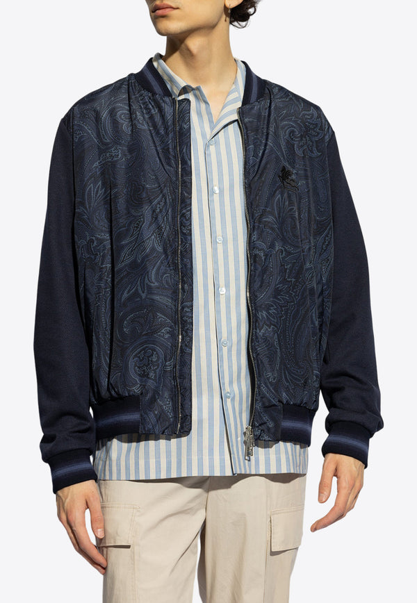 Etro Paisley Jacquard Paneled Bomber Jacket Navy MRBA0017 99SAS01-X0883