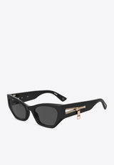 Moschino Grilamid Zipper Cat-Eye Sunglasses Gray MOS159 S 0-807 BLACK