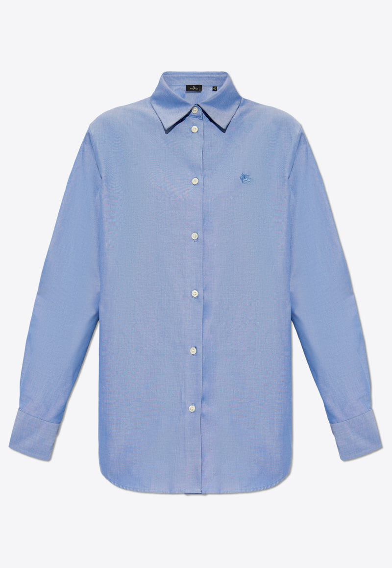 Etro Pegaso Embroidered Long-Sleeved Shirt Blue WRIA0013 99TU5H6-B0037