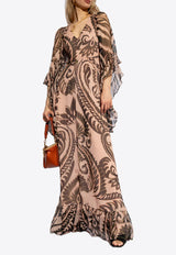 Etro Angkor Print Silk Maxi Dress Beige WRHA0146 99SA1C5-X0870