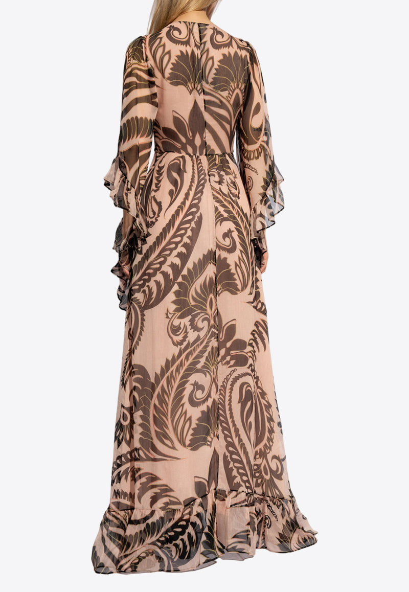 Etro Angkor Print Silk Maxi Dress Beige WRHA0146 99SA1C5-X0870