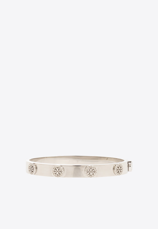 Tory Burch Miller Stud Paved Hinge Bracelet Silver 150555 0-042