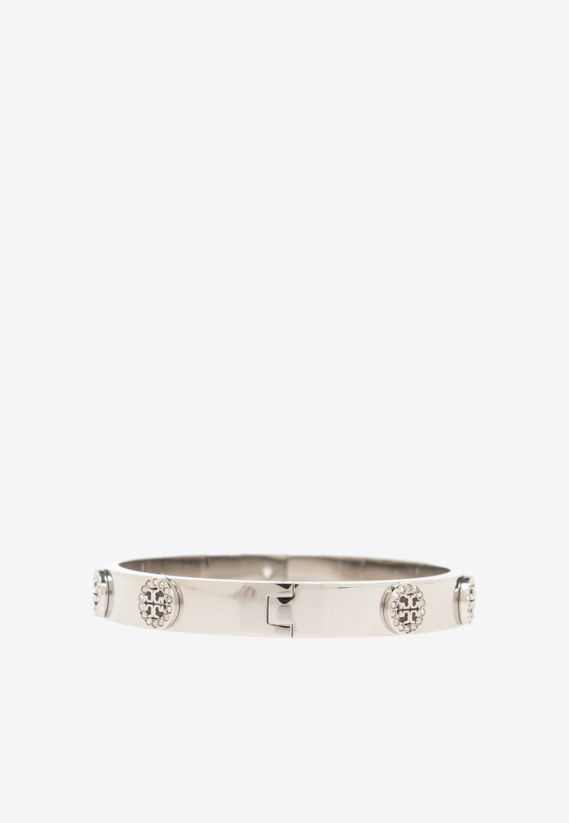 Tory Burch Miller Stud Paved Hinge Bracelet Silver 150555 0-042