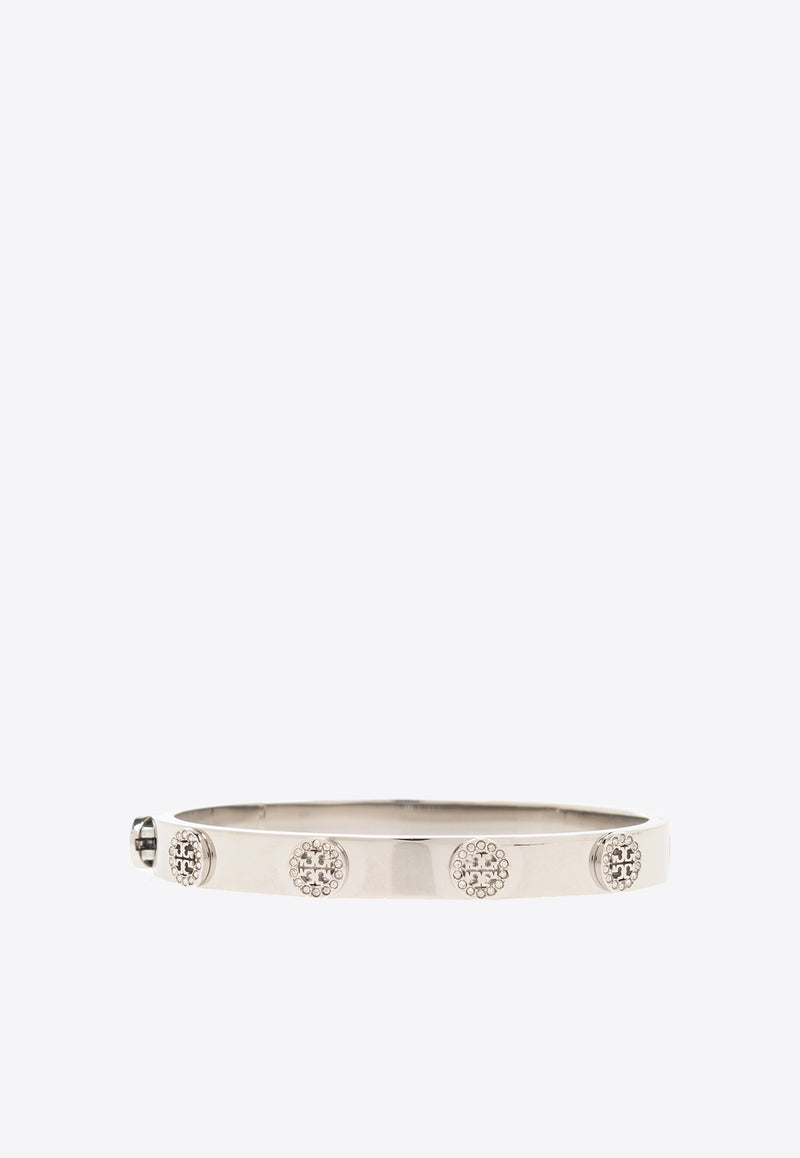 Tory Burch Miller Stud Paved Hinge Bracelet Silver 150555 0-042