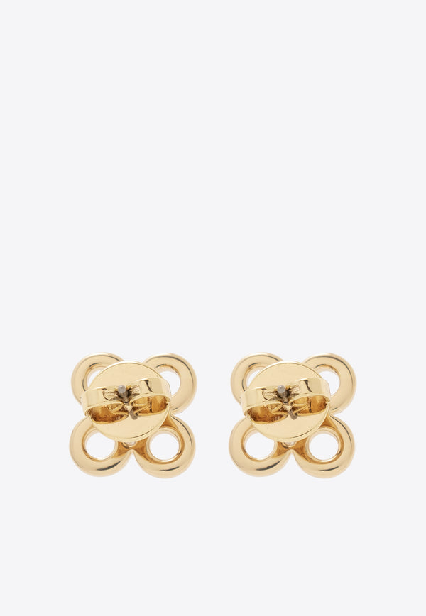 Tory Burch Crystal Embellished Logo Earrings Gold 153724 0-783