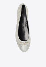 Tory Burch Gap-Toe Metallic Leather Ballet Flats Silver 156248 0-723