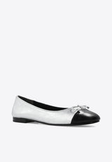 Tory Burch Cap-Toe Metallic Leather Ballet Flats Silver 154309 0-027