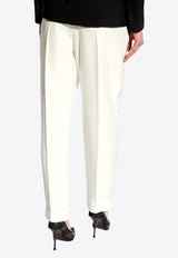 Alexander McQueen Pleat-Front Slim Peg Pants White 780723 QEAE5-9000