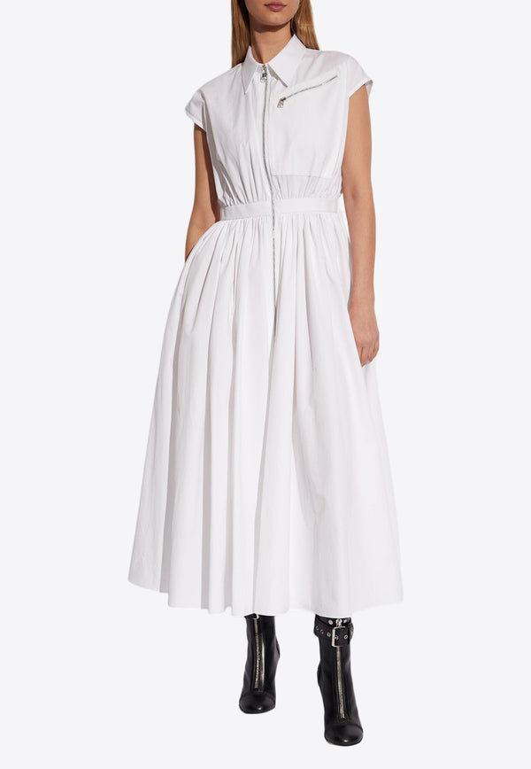 Alexander McQueen Zip-Up Midi Shirt Dress White 780568 QAABC-9000