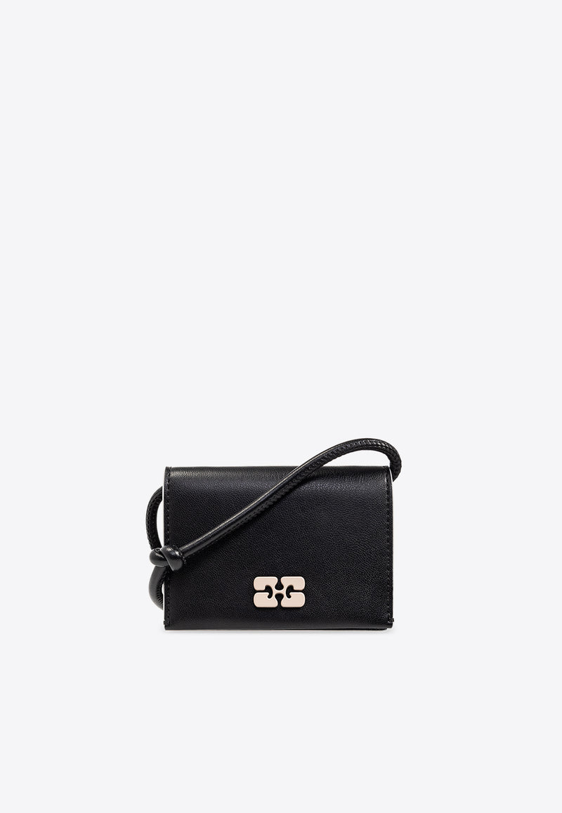 GANNI Bou Leather Strap Wallet Black A5396 5898-099