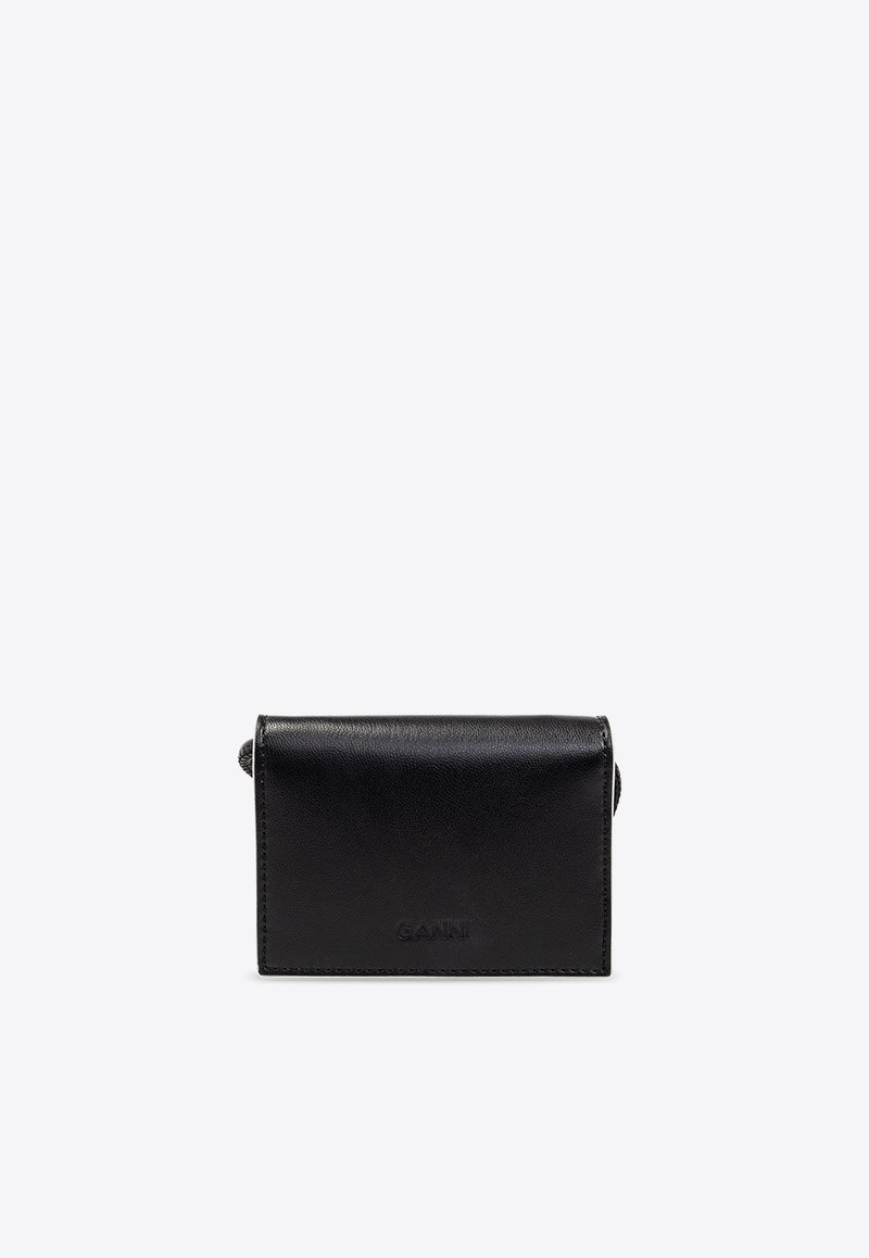 GANNI Bou Leather Strap Wallet Black A5396 5898-099