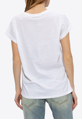 Balmain Flocked Logo Crewneck T-shirt White CF1EF010 BB01-GAB