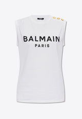 Balmain Logo Print Sleeveless T-shirt White CF1ED001 BB02-GAB