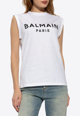 Balmain Logo Print Sleeveless T-shirt White CF1ED001 BB02-GAB