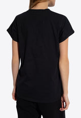 Balmain Flocked Logo Crewneck T-shirt Black CF1EF010 BB01-EAB