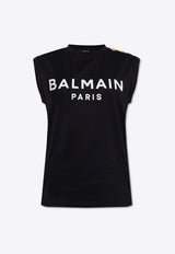 Balmain Logo Print Sleeveless T-shirt Black CF1ED001 BB02-EAB