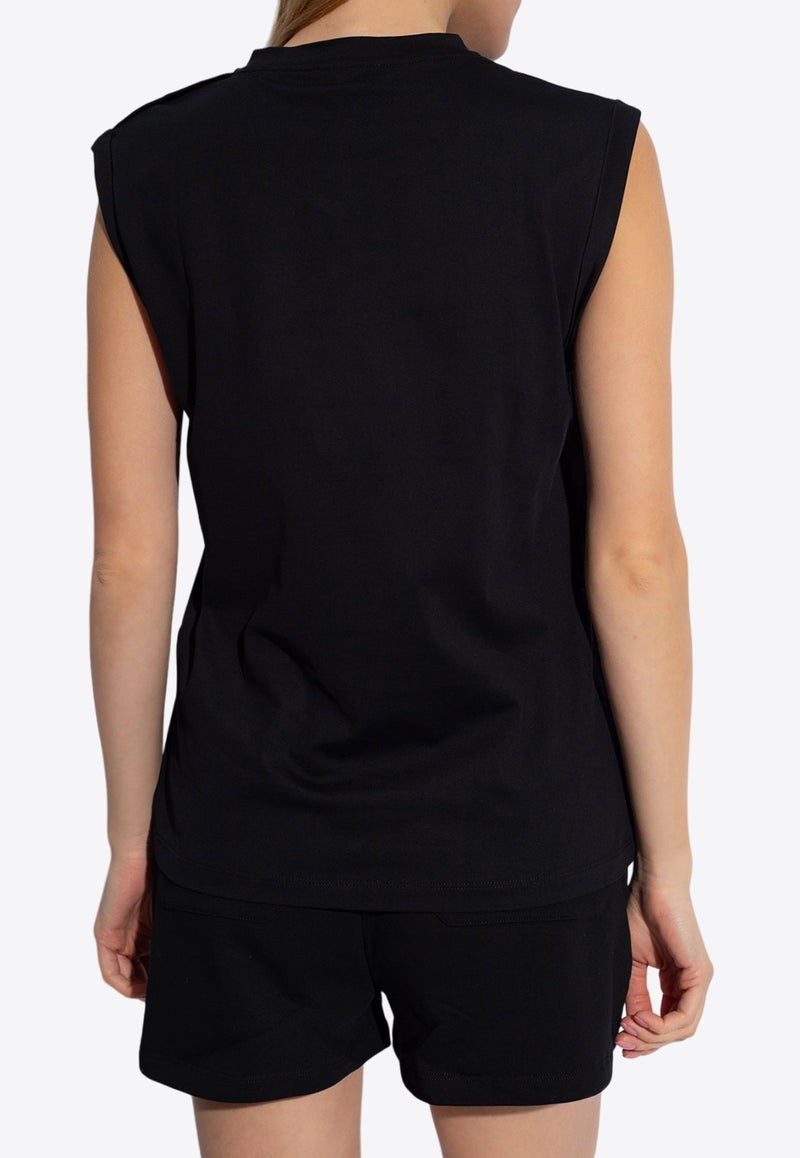 Balmain Logo Print Sleeveless T-shirt Black CF1ED001 BB02-EAB