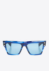 Balmain B-V Rectangular Sunglasses Blue BPS-121D-54 0-0