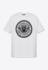 Balmain Flocked Logo Coin T-shirt White CH1EG000 BB17-GAB