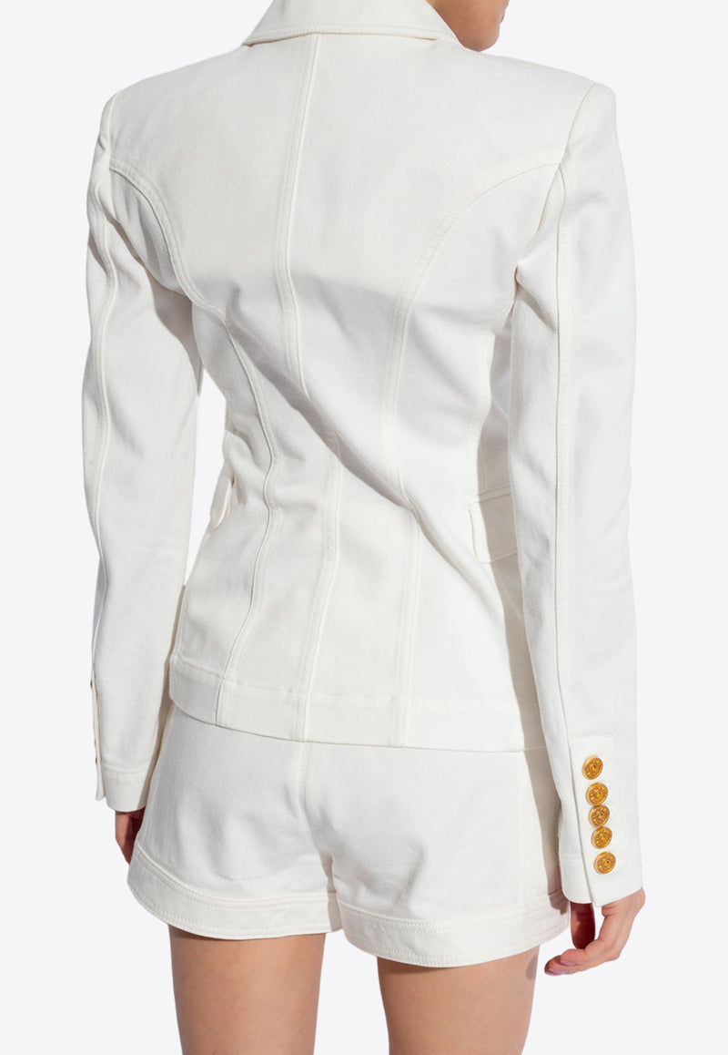 Balmain Double-Breasted Slim Blazer Cream CF1SG170 DB69-0FA