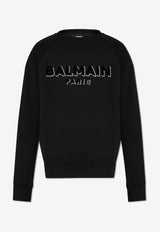 Balmain Velvet Flocked Logo Sweatshirt Black CH1JQ005 BB99-EJO