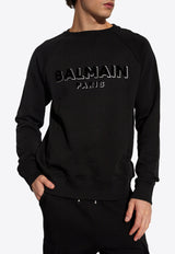 Balmain Velvet Flocked Logo Sweatshirt Black CH1JQ005 BB99-EJO